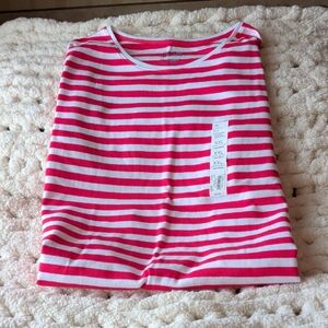 Croft & Barrow Pink and White Striped Short Sleeve Tee